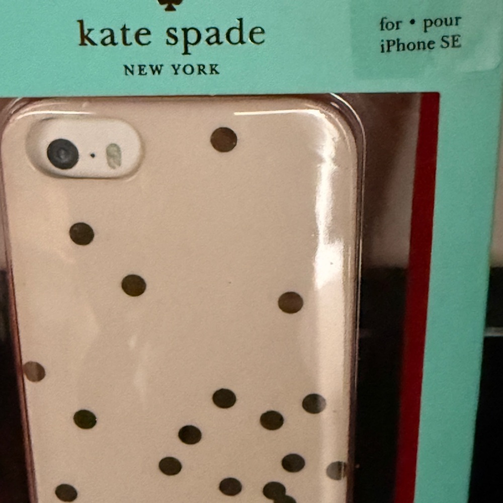kate spade Pink Phone Case with Gold Polka Dots